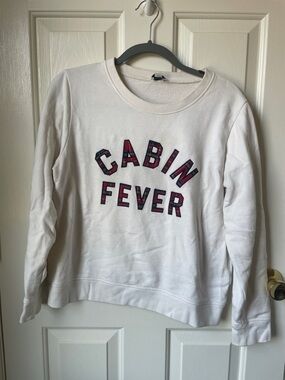 J. Crew White Ribbed Crewneck Sweatshirt